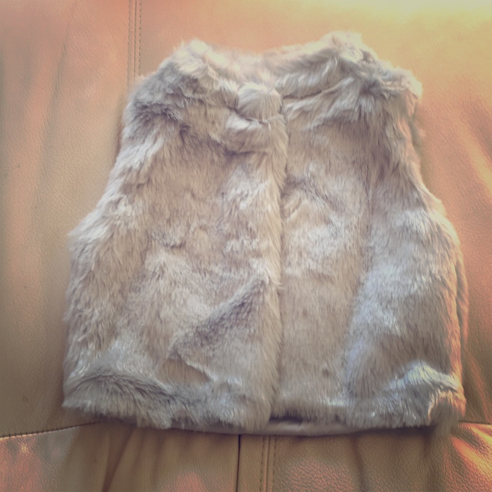 Grey faux fur vest